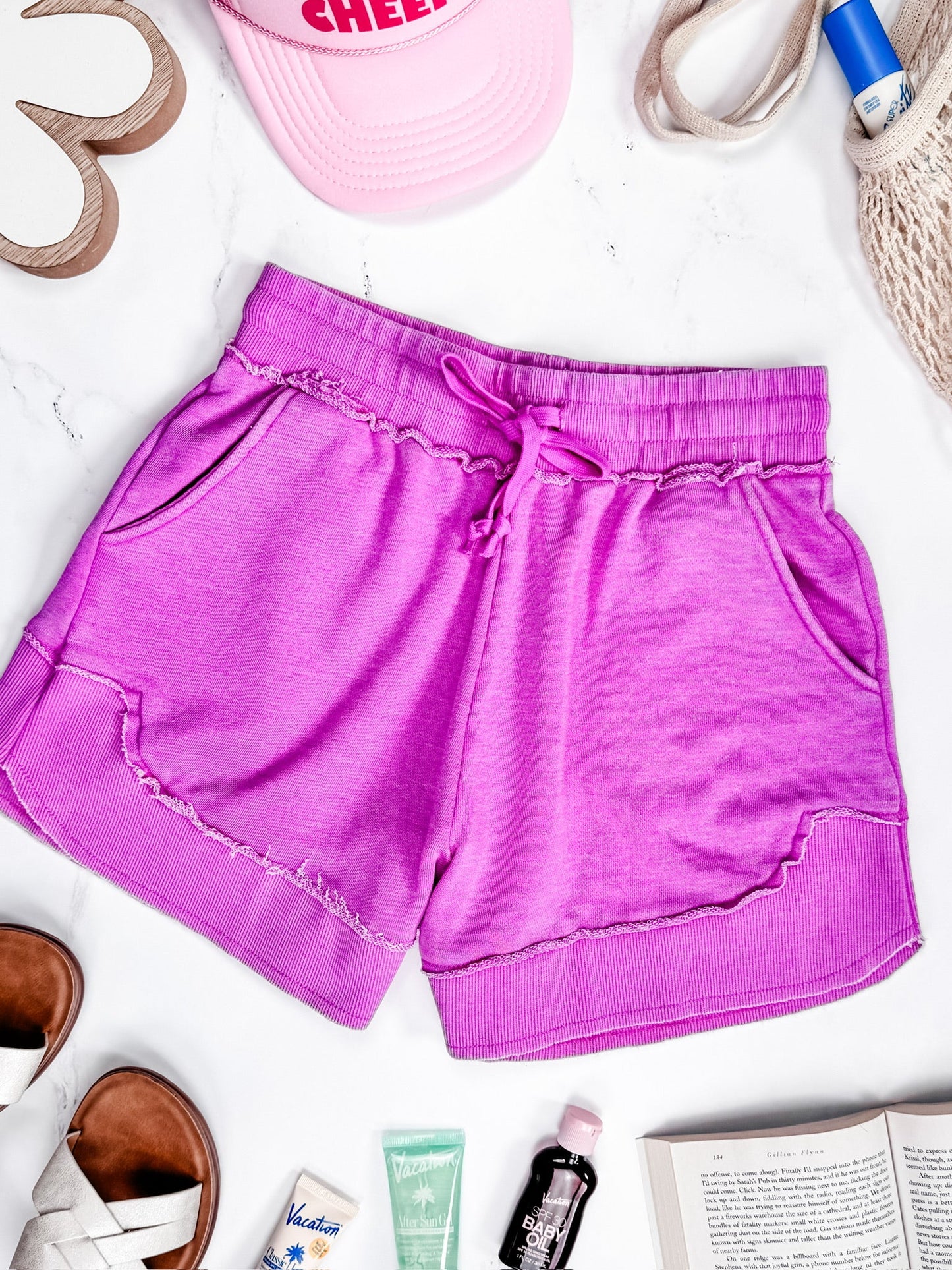 IN STOCK French Terry Stevie Shorts - Vivid Orchid