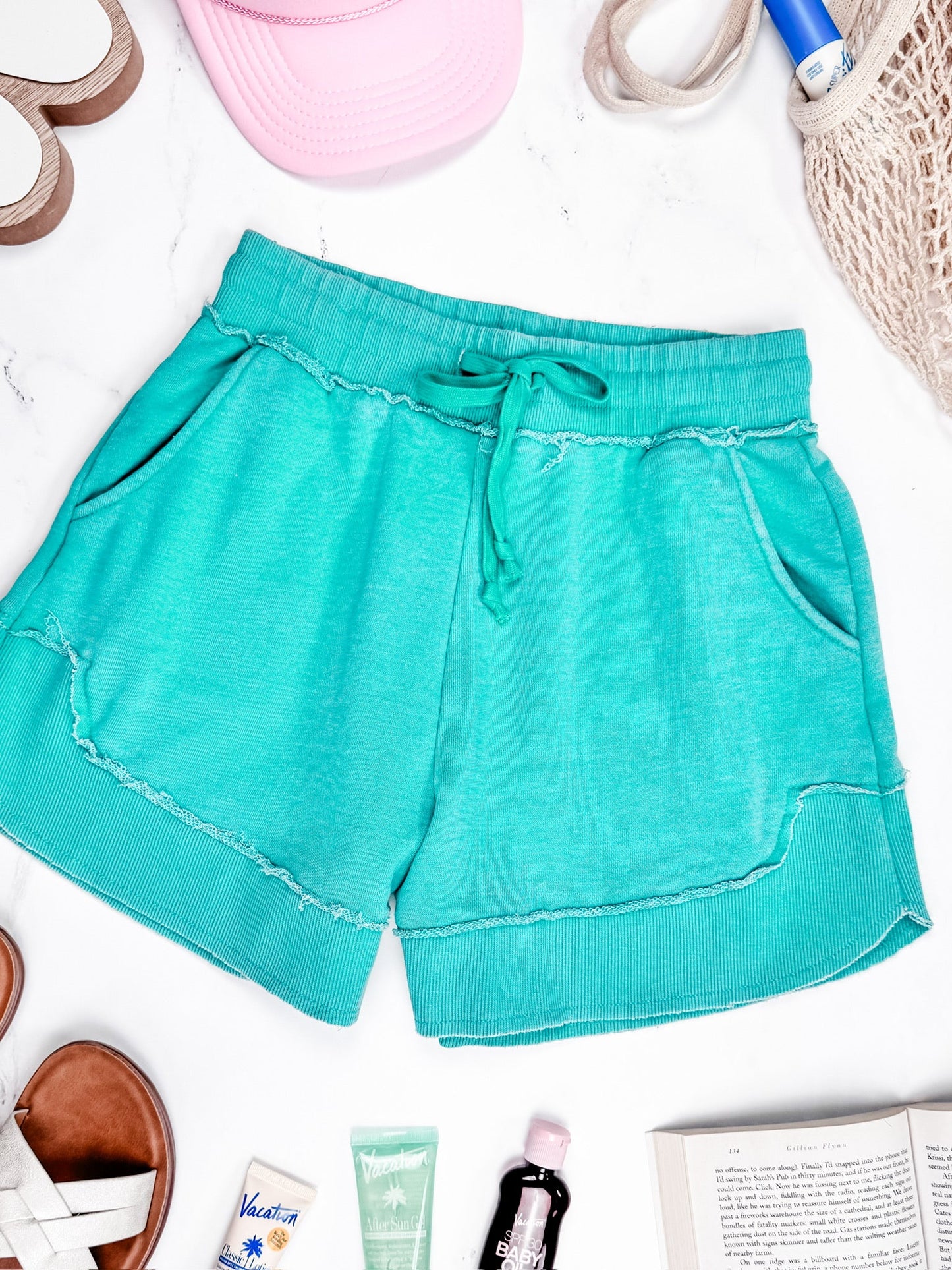 IN STOCK French Terry Stevie Shorts - Caribbean Green