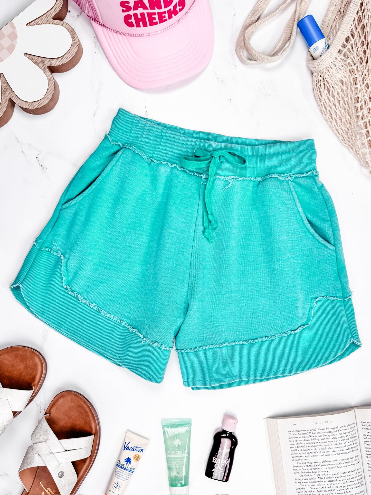 IN STOCK French Terry Stevie Shorts - Caribbean Green