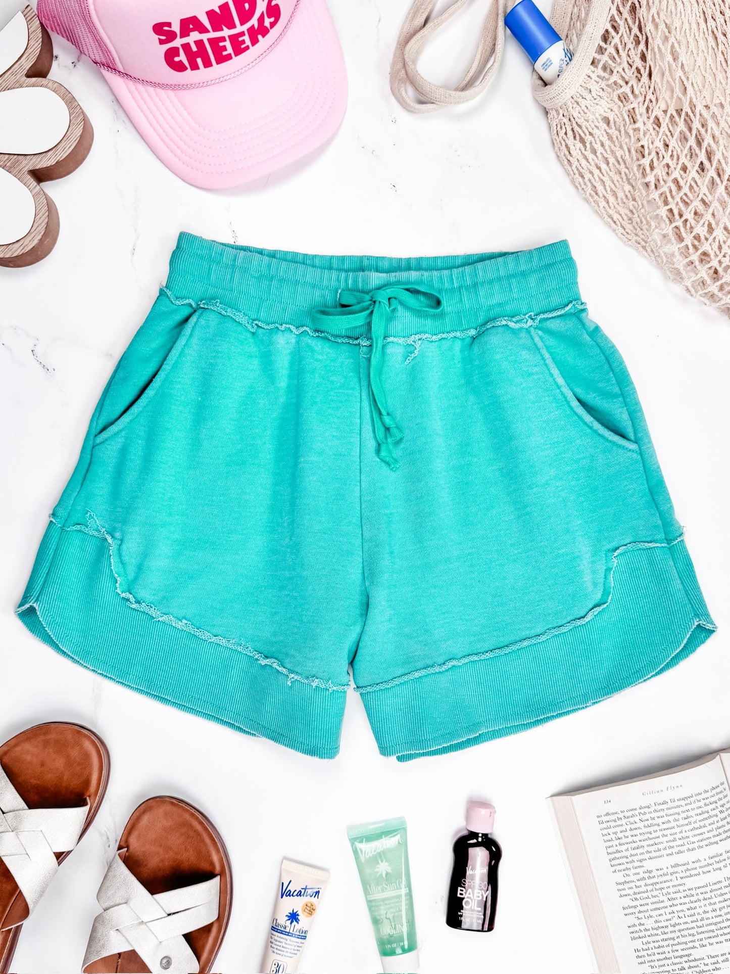 IN STOCK French Terry Stevie Shorts - Caribbean Green
