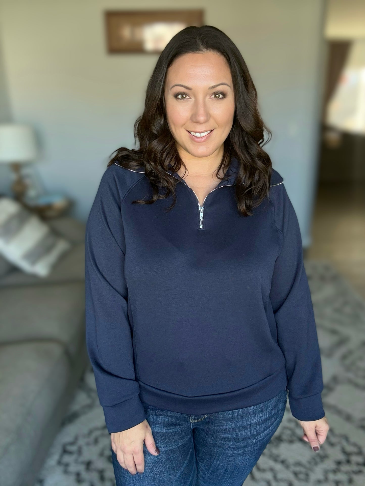 Hamptons Travel Half Zip Pullover in Navy