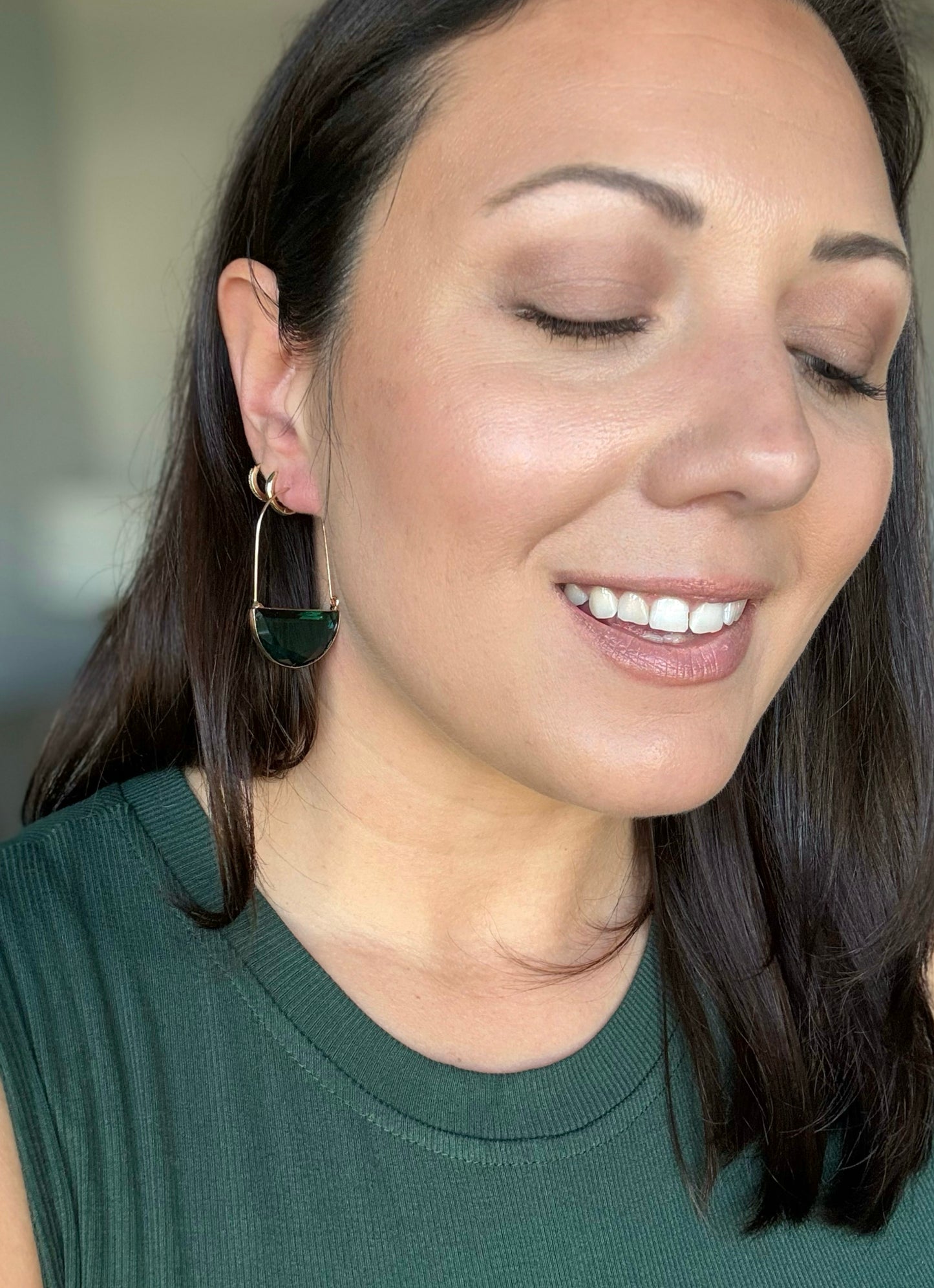 Half Circle Crystal Earrings