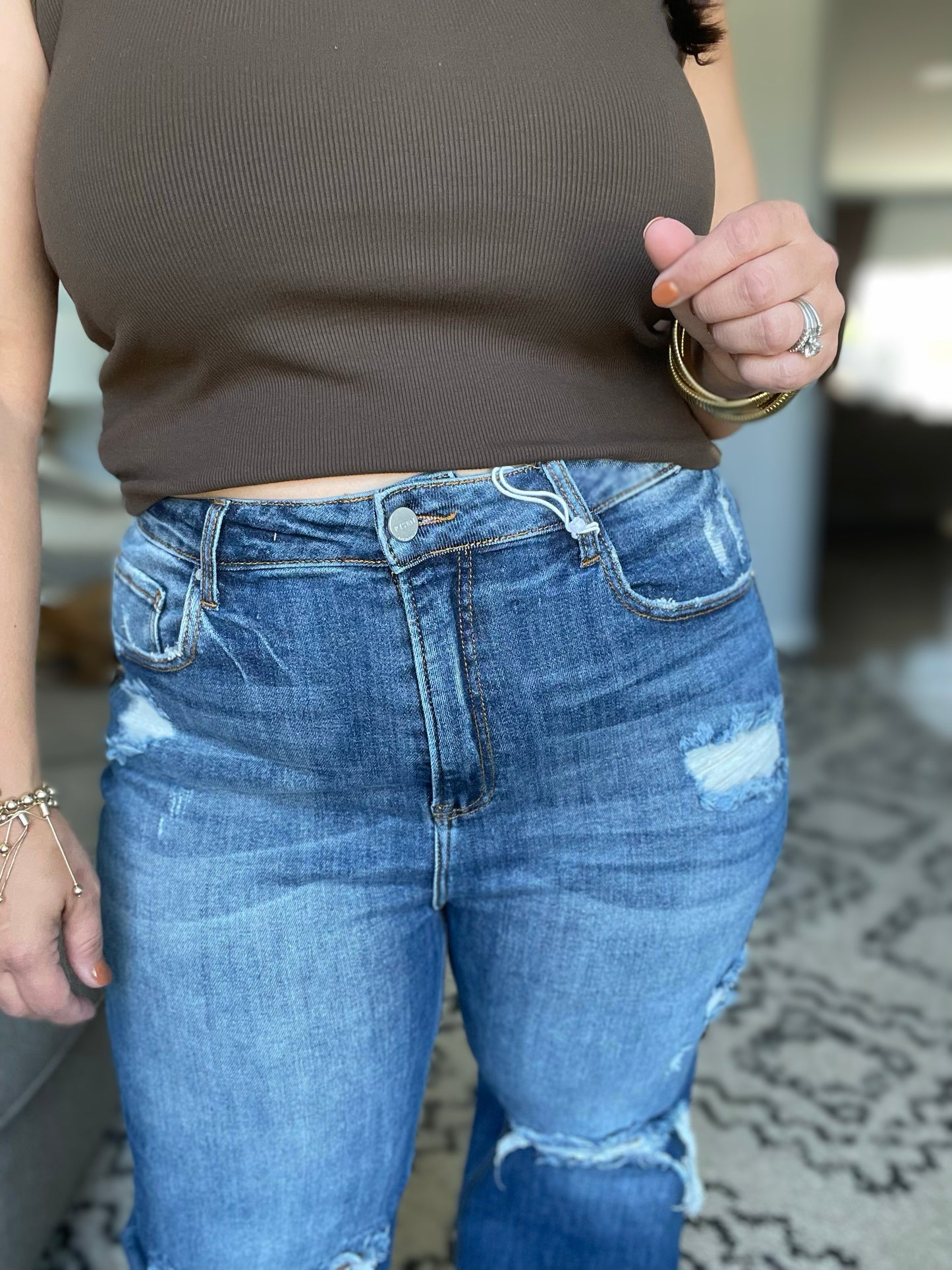 Saylor Raw Hem Distressed Straight Jeans