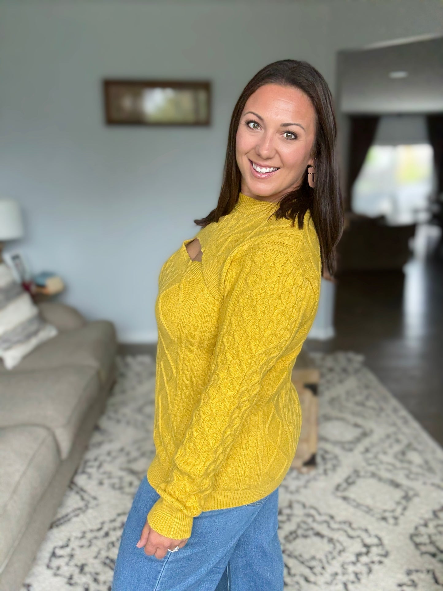 BiBi Cable-Knit Sweater with Cut Out Chest Detail