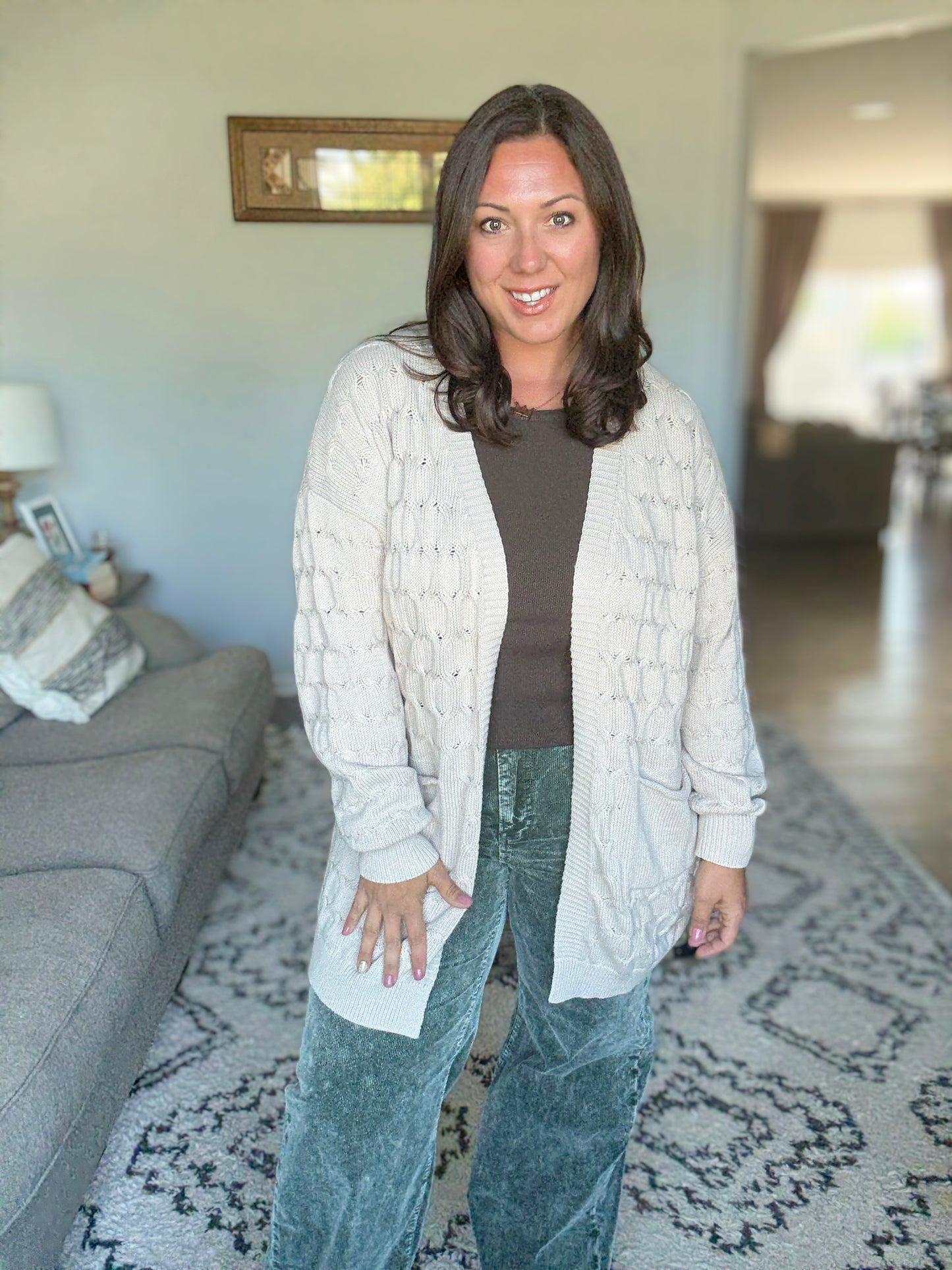 RISEN High Rise Wide Leg Corduroy Jeans in Forest Green