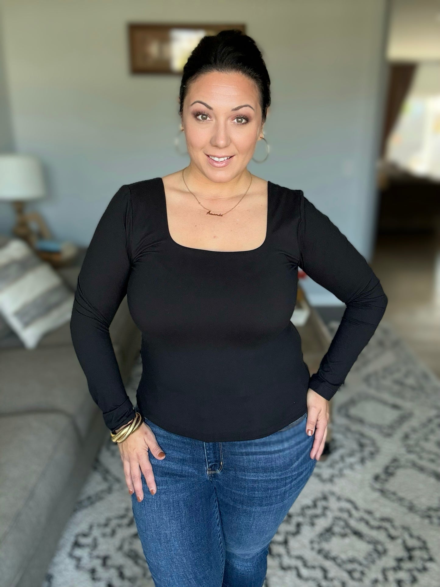 Never Imitated Long Sleeve Top in Black