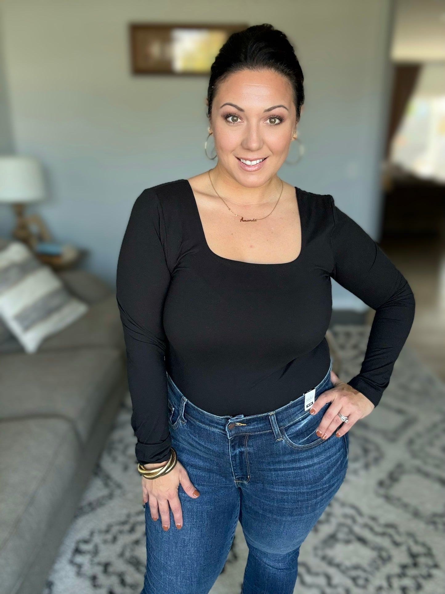 Never Imitated Long Sleeve Top in Black