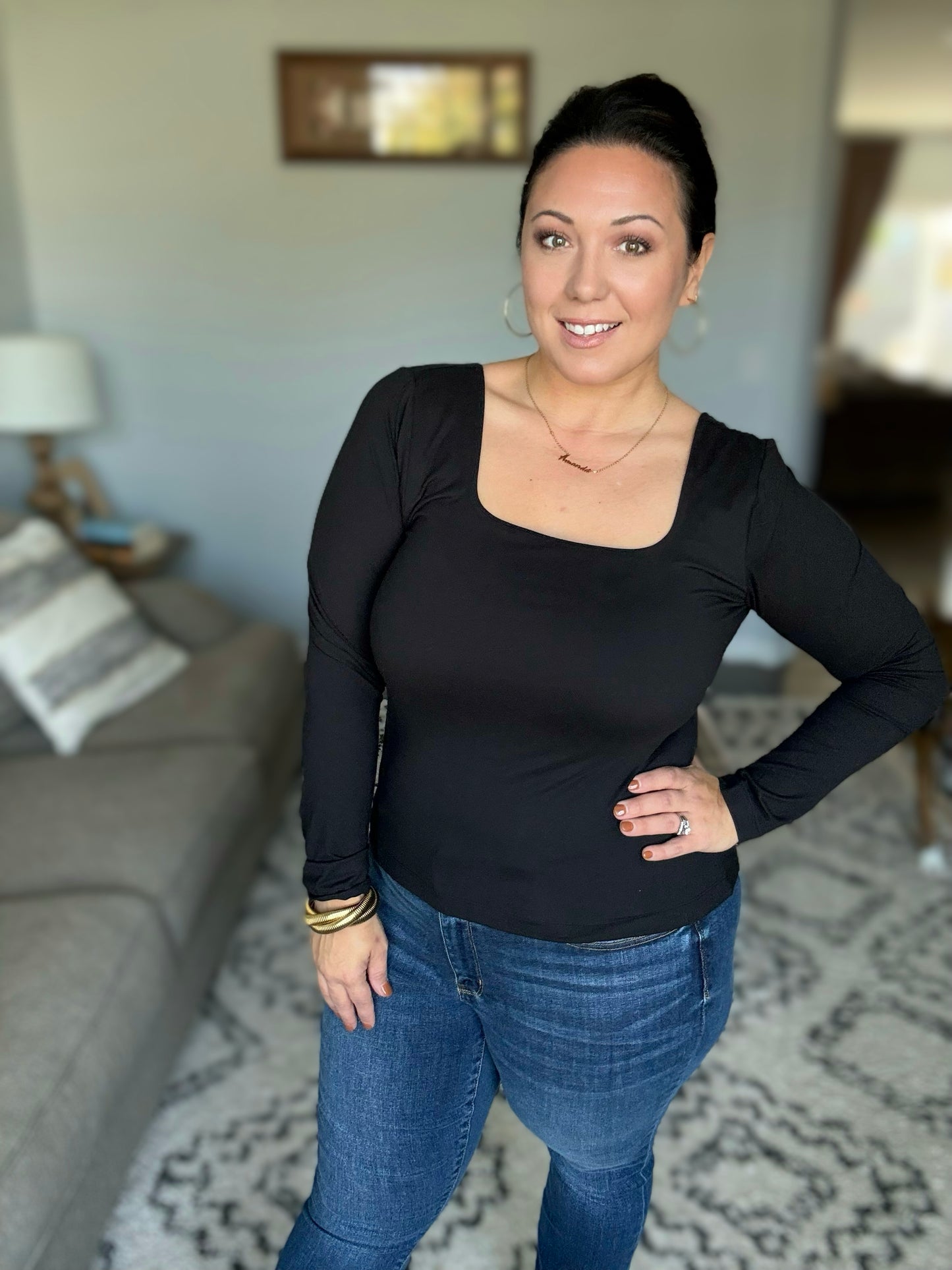 Never Imitated Long Sleeve Top in Black