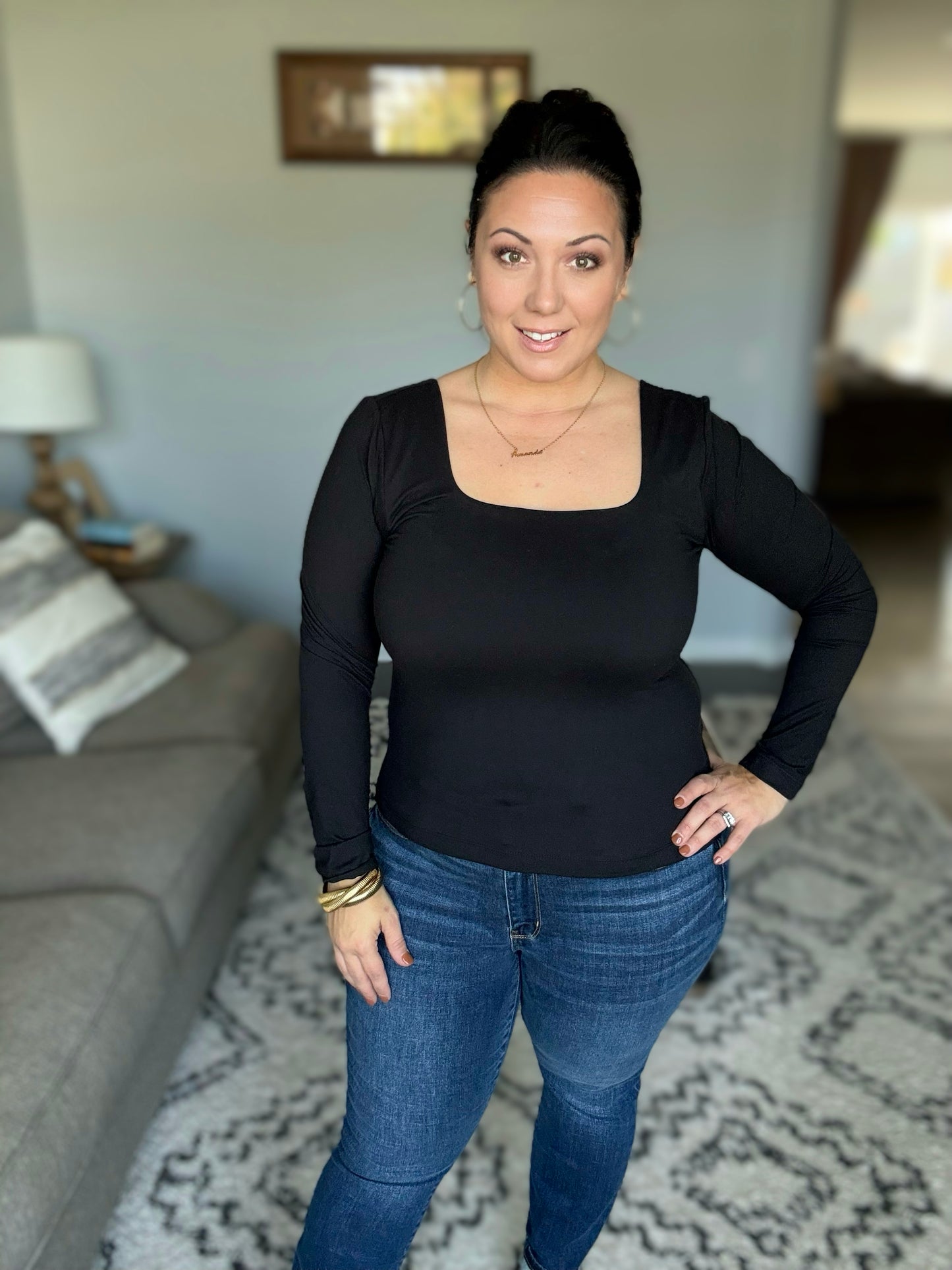 Never Imitated Long Sleeve Top in Black