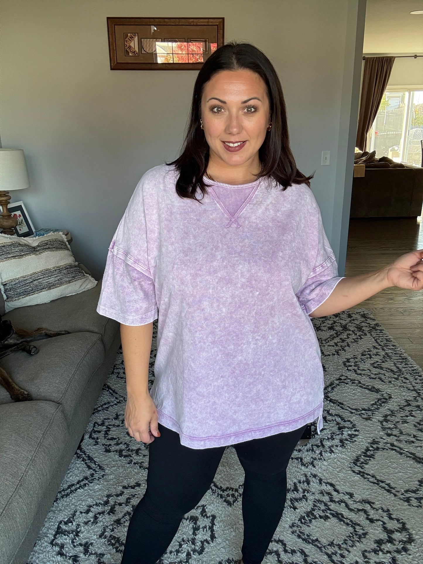 Unbothered Mineral Wash Top in Orchid Petal
