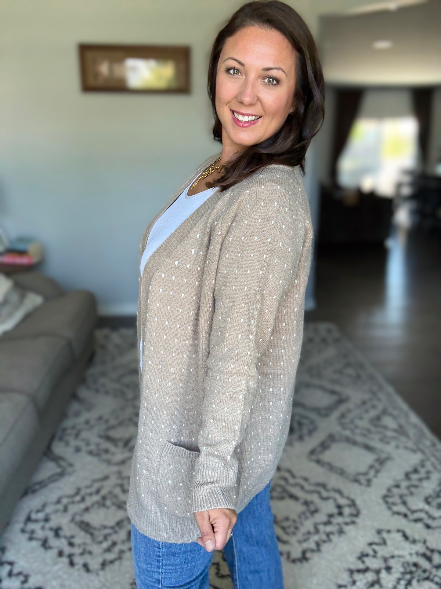 Michelle Mae Dalilah Dot Cardigan - Tan