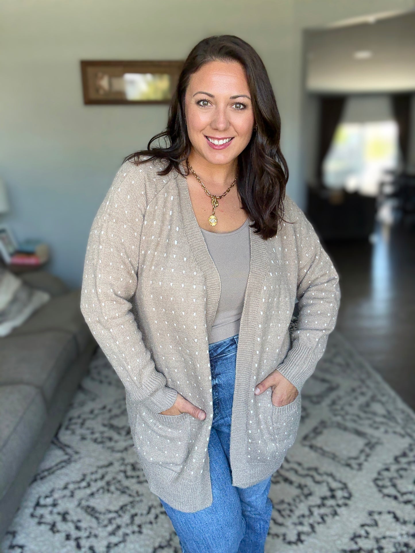 Michelle Mae Dalilah Dot Cardigan - Tan