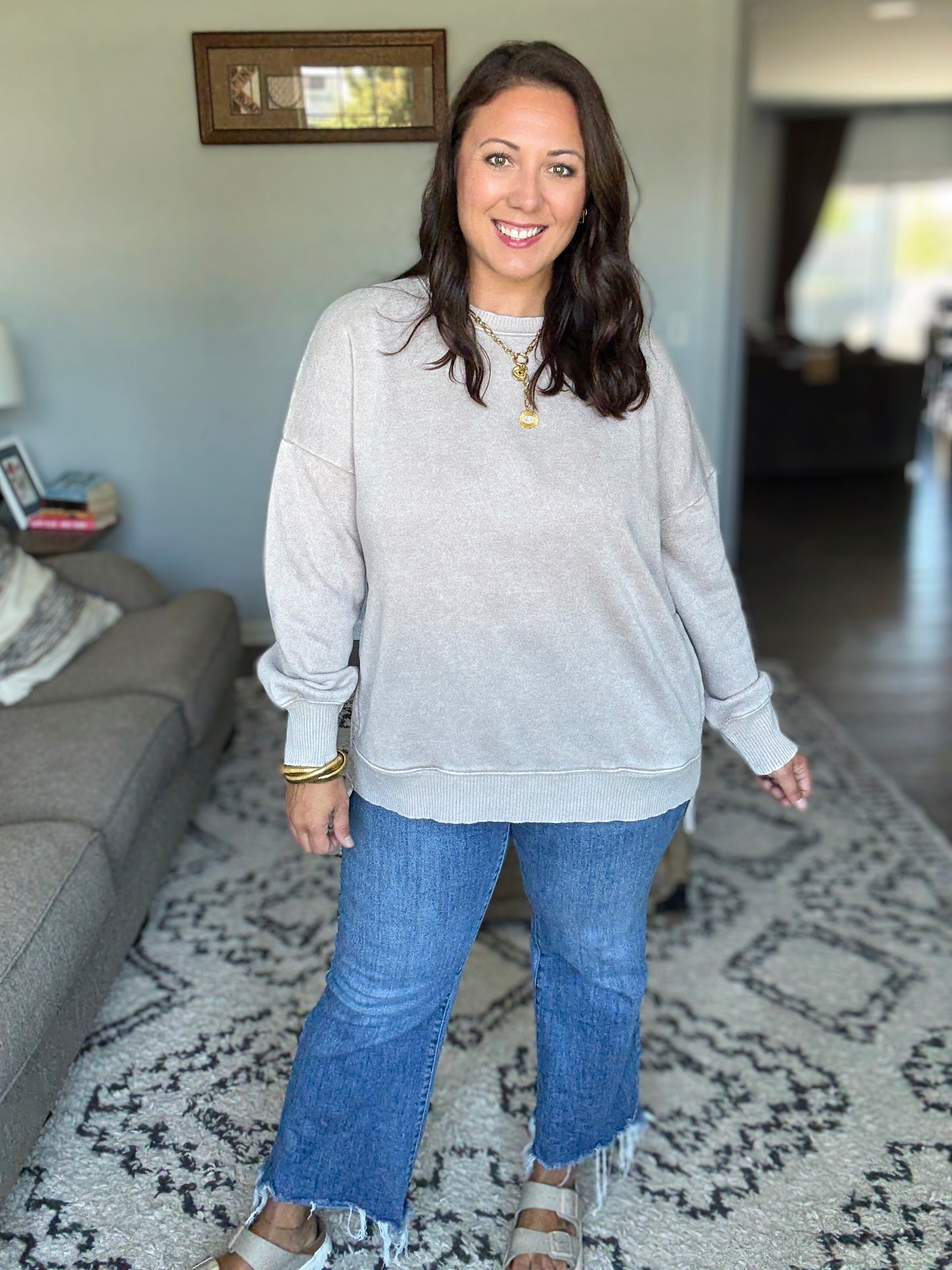 Safe and Secure Mineral Wash Pullover in Ash Mocha