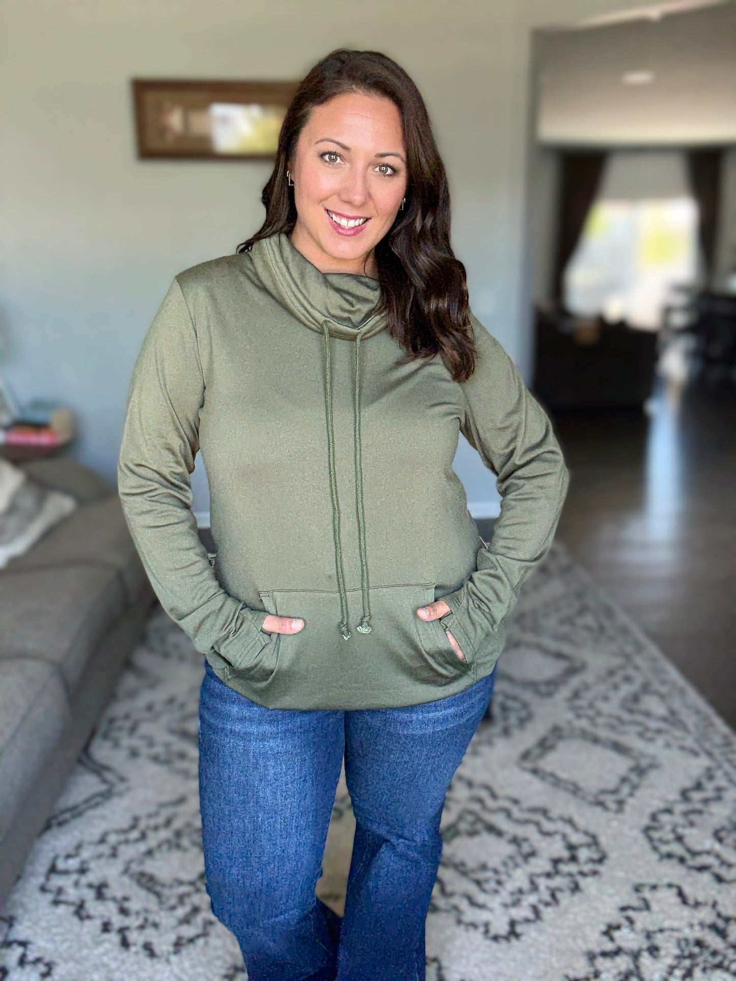 Michelle Mae Cloud Funnel Neck - Olive