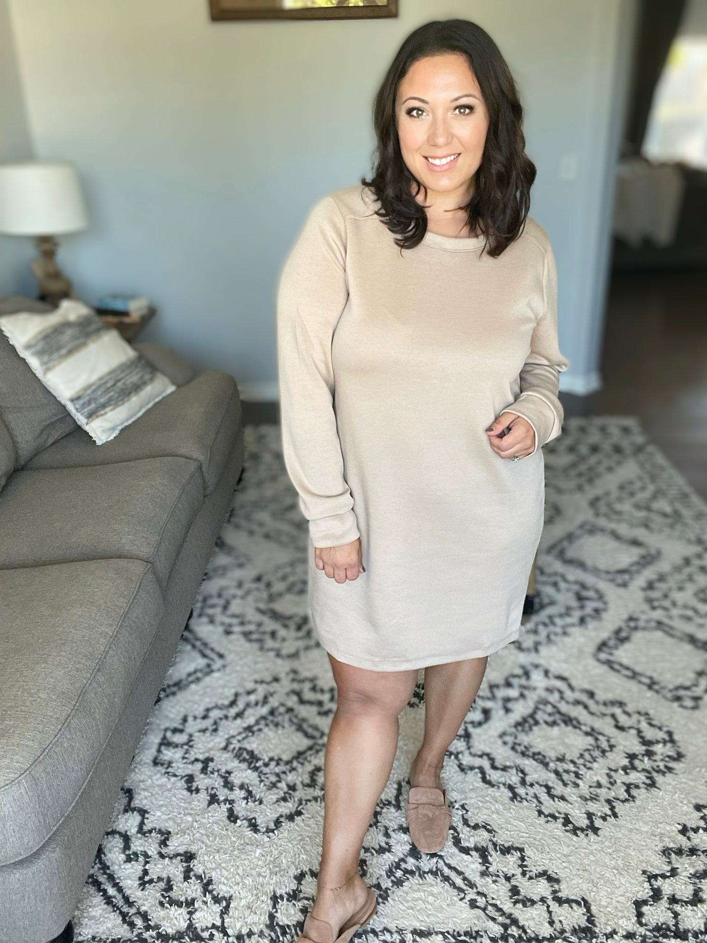 Milan Travel Shift Dress in Khaki