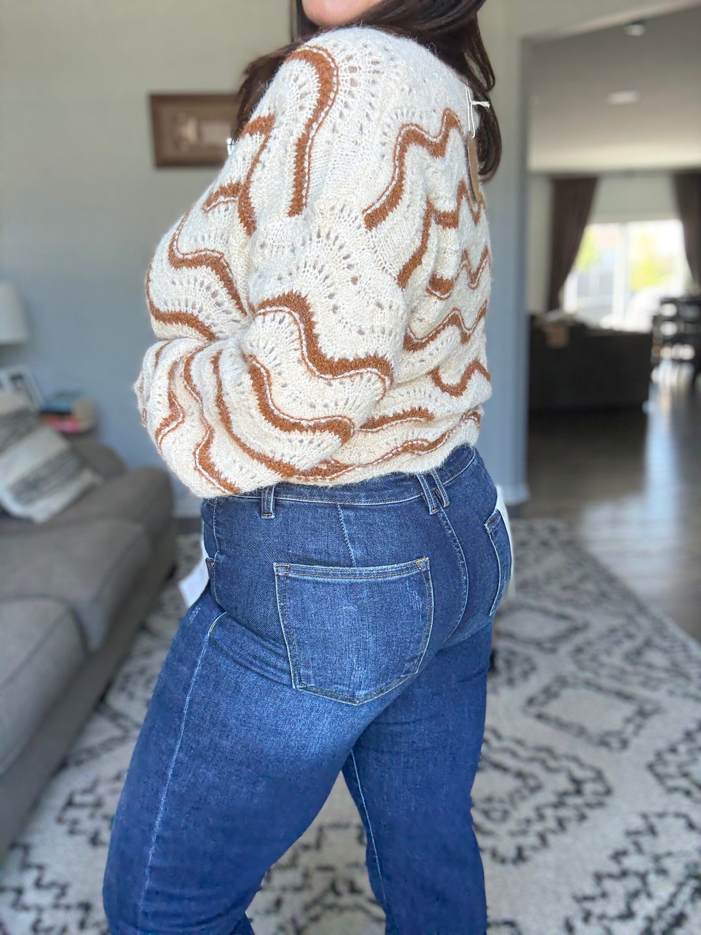 RISEN Francine Tummy Control Mid Rise Flare Jeans with Fray Hem in Full Sizes
