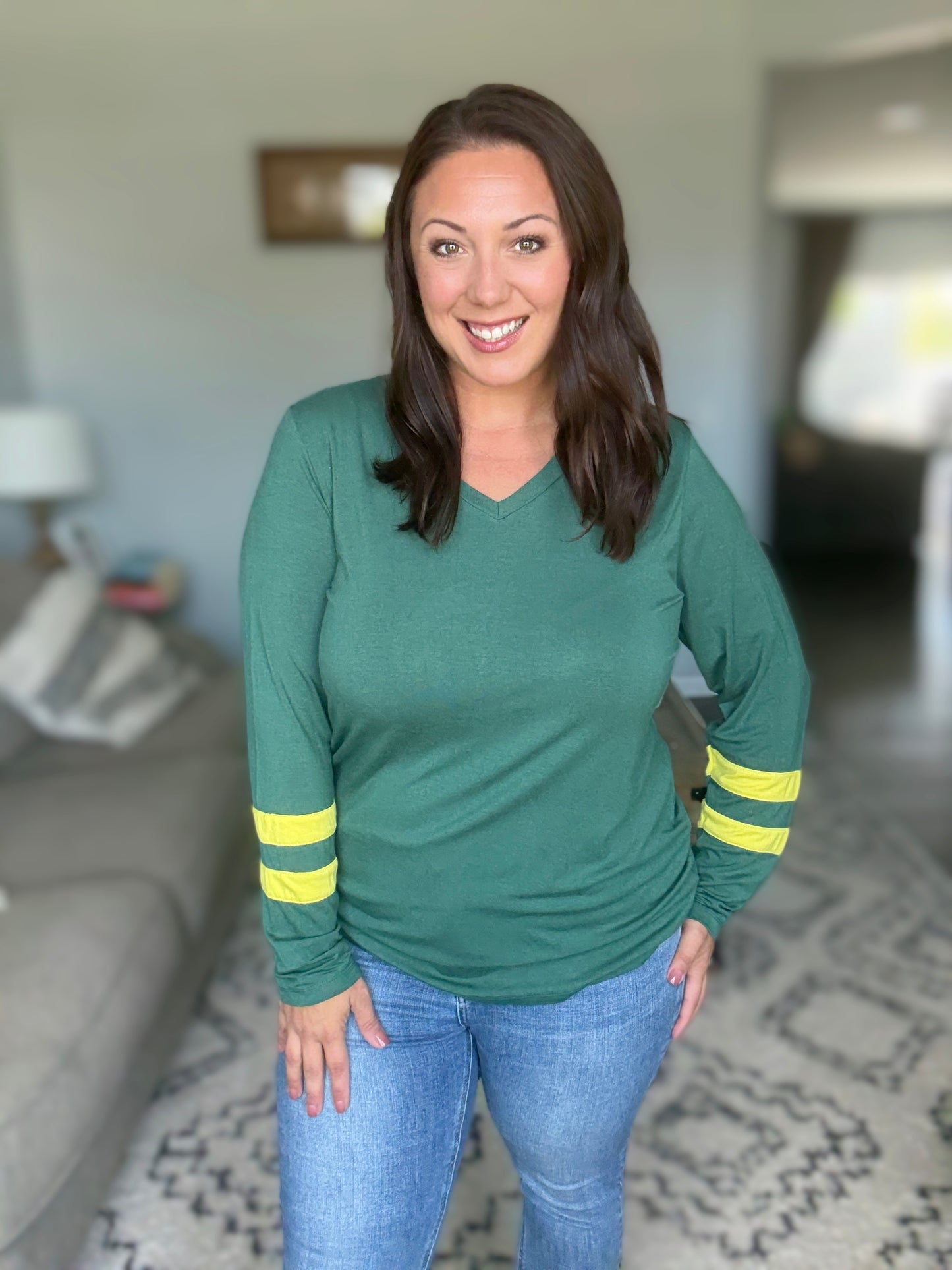 Michelle Mae GameDay Larissa Long Sleeve Top - Green Bay