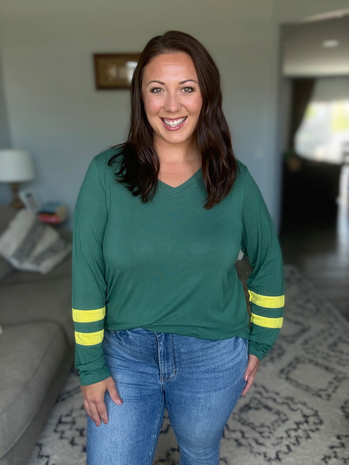 Michelle Mae GameDay Larissa Long Sleeve Top - Green Bay
