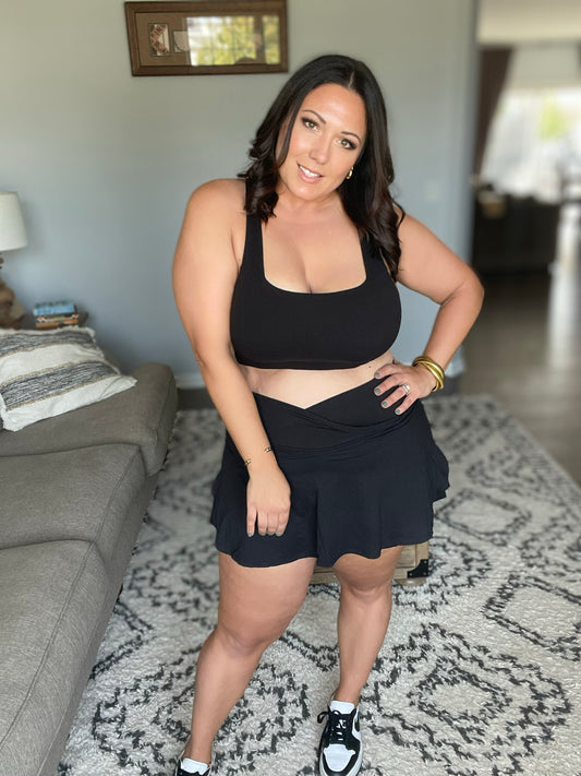 Working Out My Ego Cross Back Sports Bra in Black