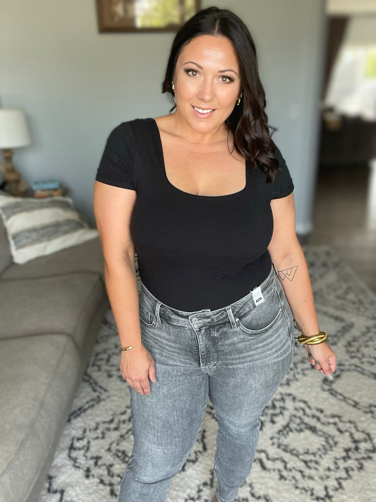 They're Not Like Us Square Neck Bodysuit in Black