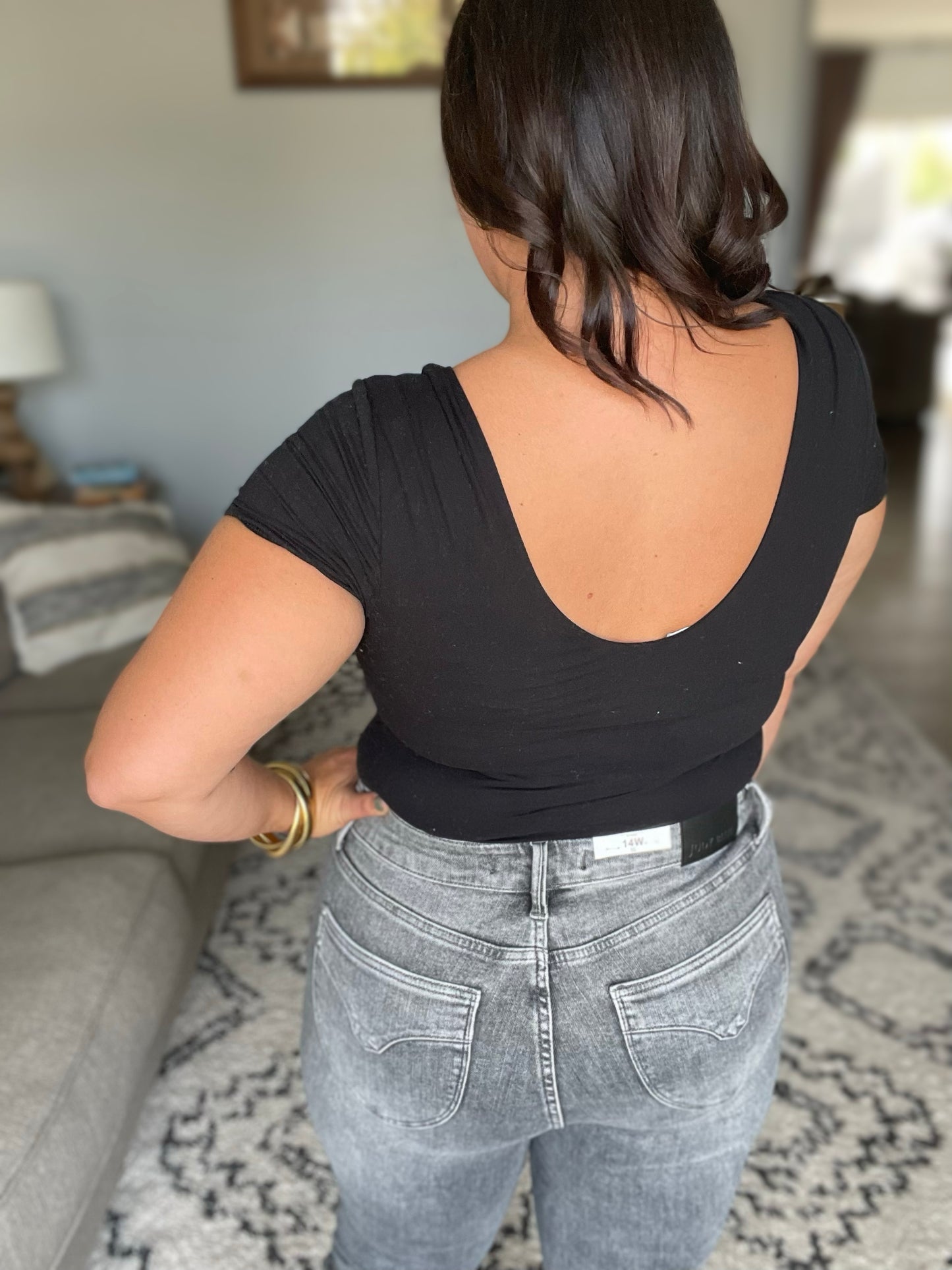 They're Not Like Us Square Neck Bodysuit in Black