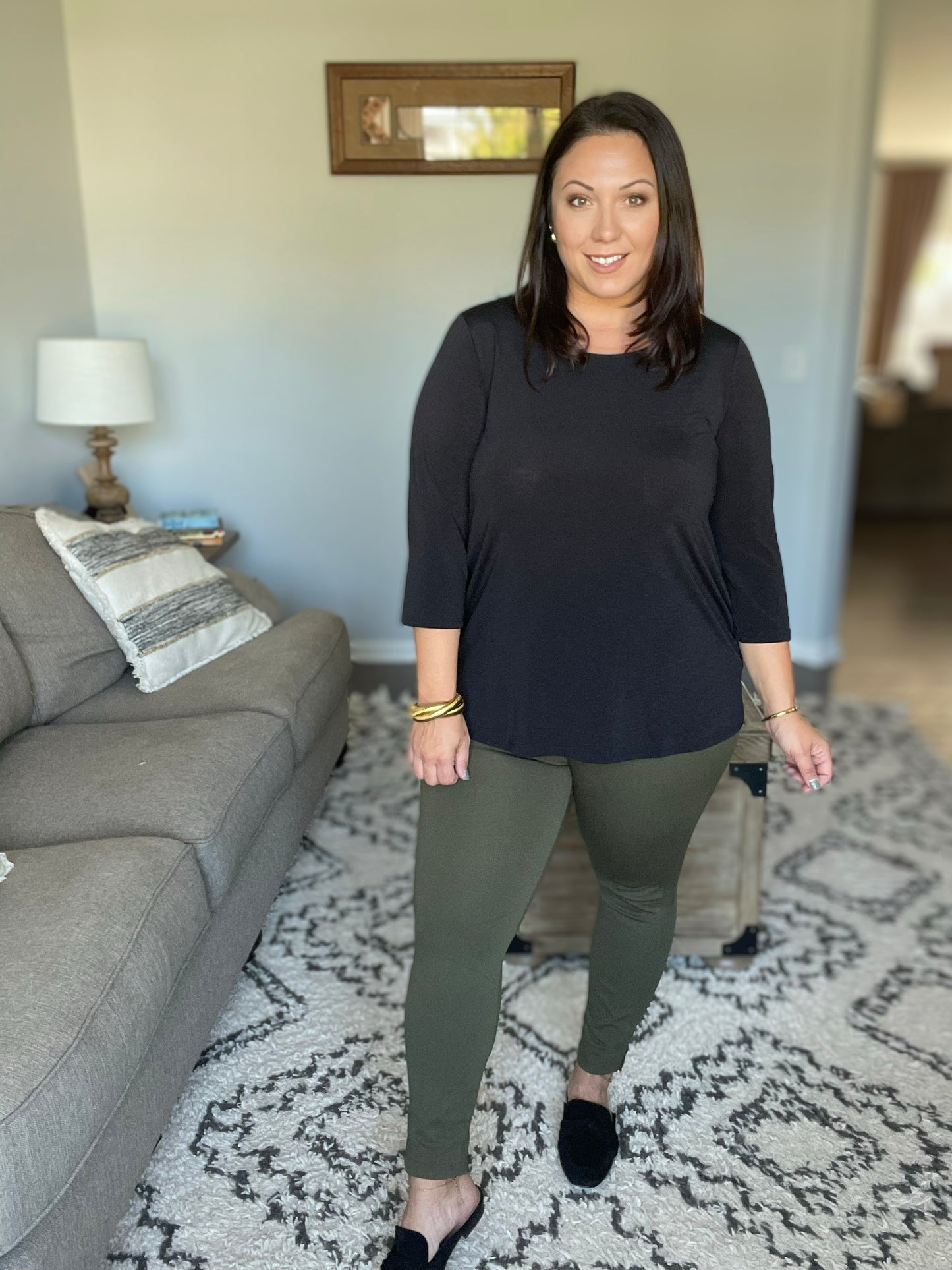 Magic Ankle Crop Skinny Pants in Olive