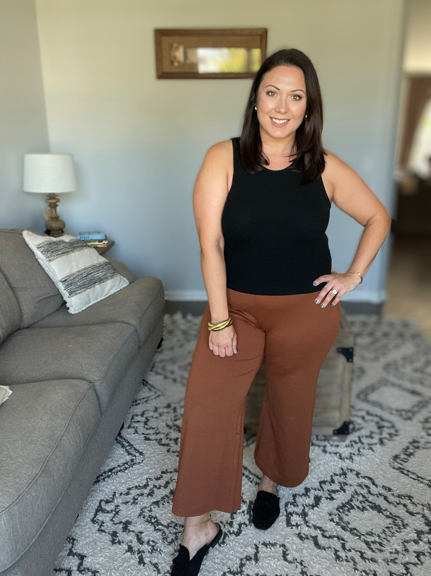 Magic Wide Leg Crop Pants in Rust