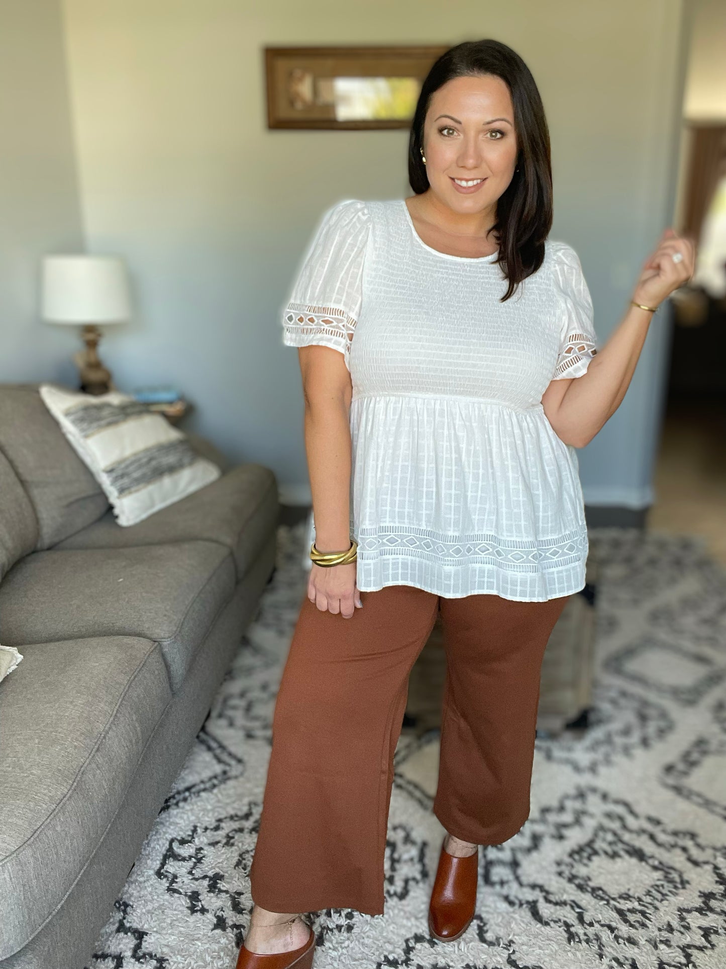 Magic Wide Leg Crop Pants in Rust
