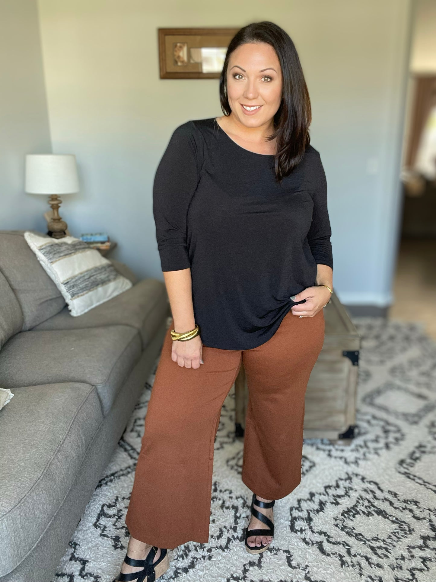 Magic Wide Leg Crop Pants in Rust