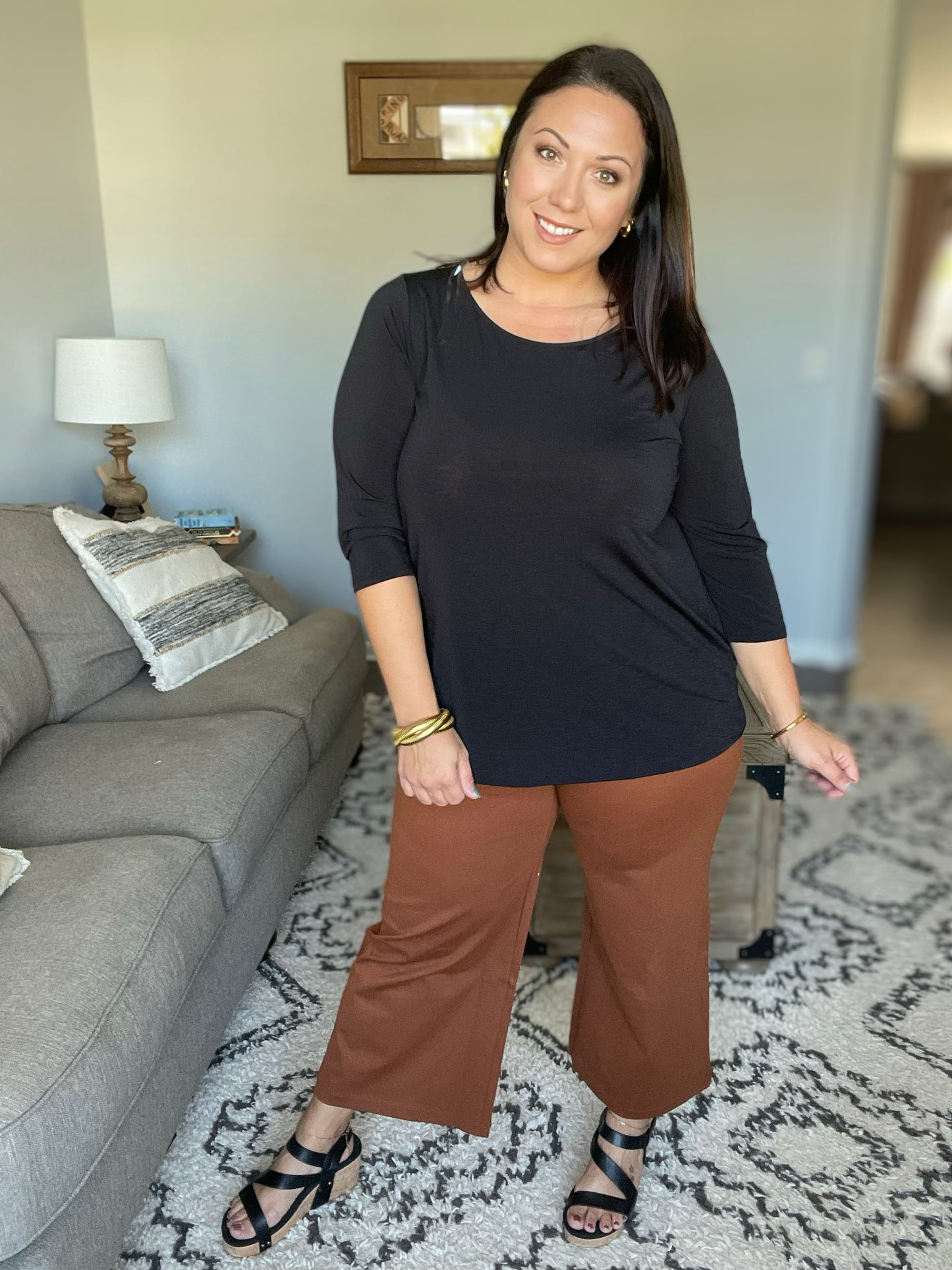 Magic Wide Leg Crop Pants in Rust