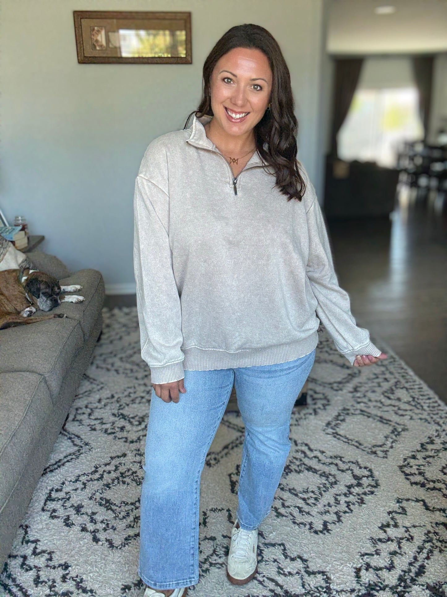 You Should Know Half Zip Pullover in Ash Mocha