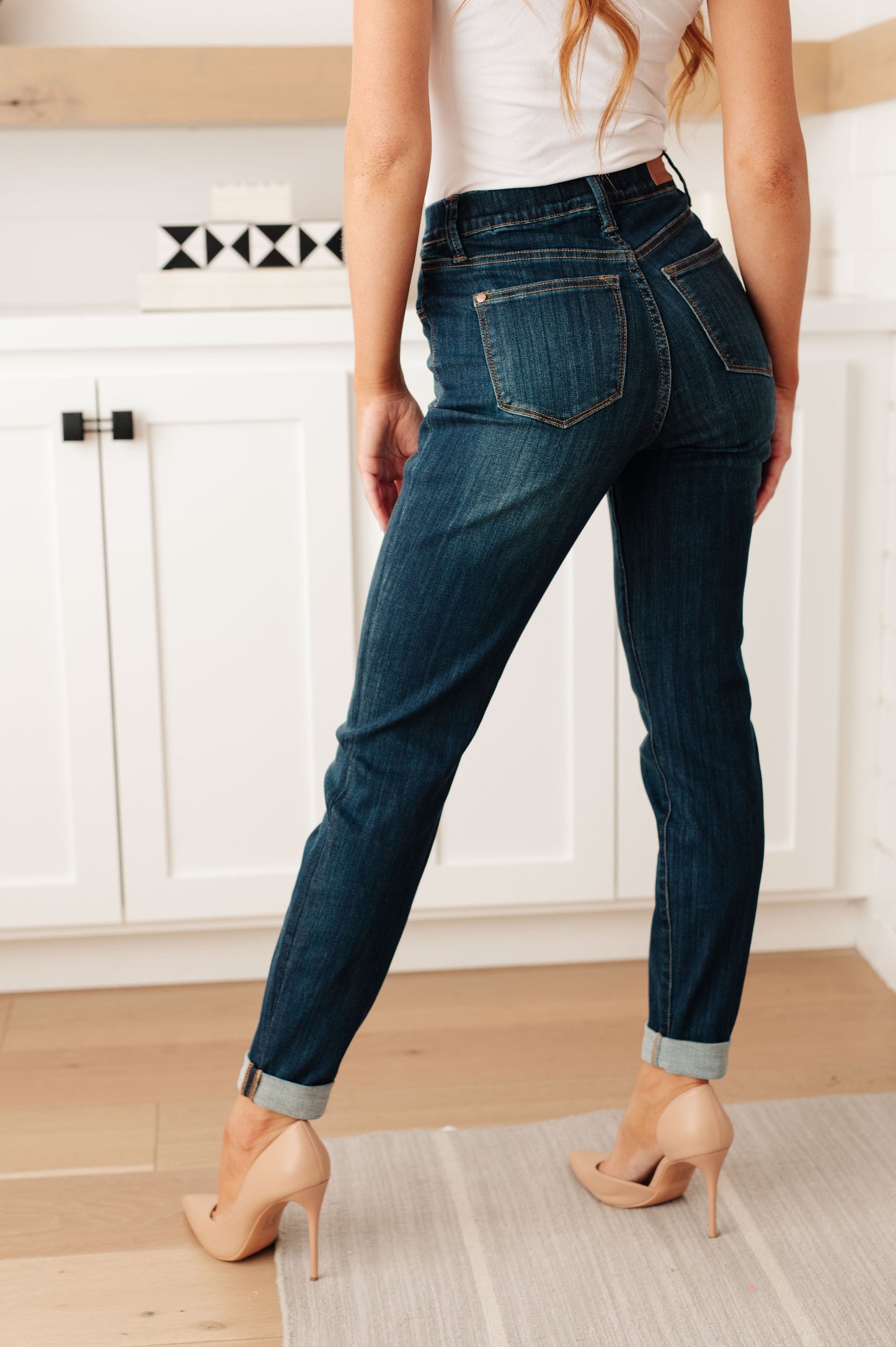 Turkey Day High Rise Pull On Double Cuff Slim Jeans (Tall/Long option)