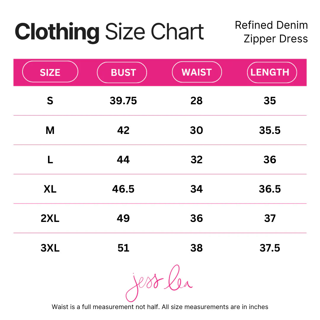 PREORDER: Jess Lea Refined Denim Zipper Dress- Black
