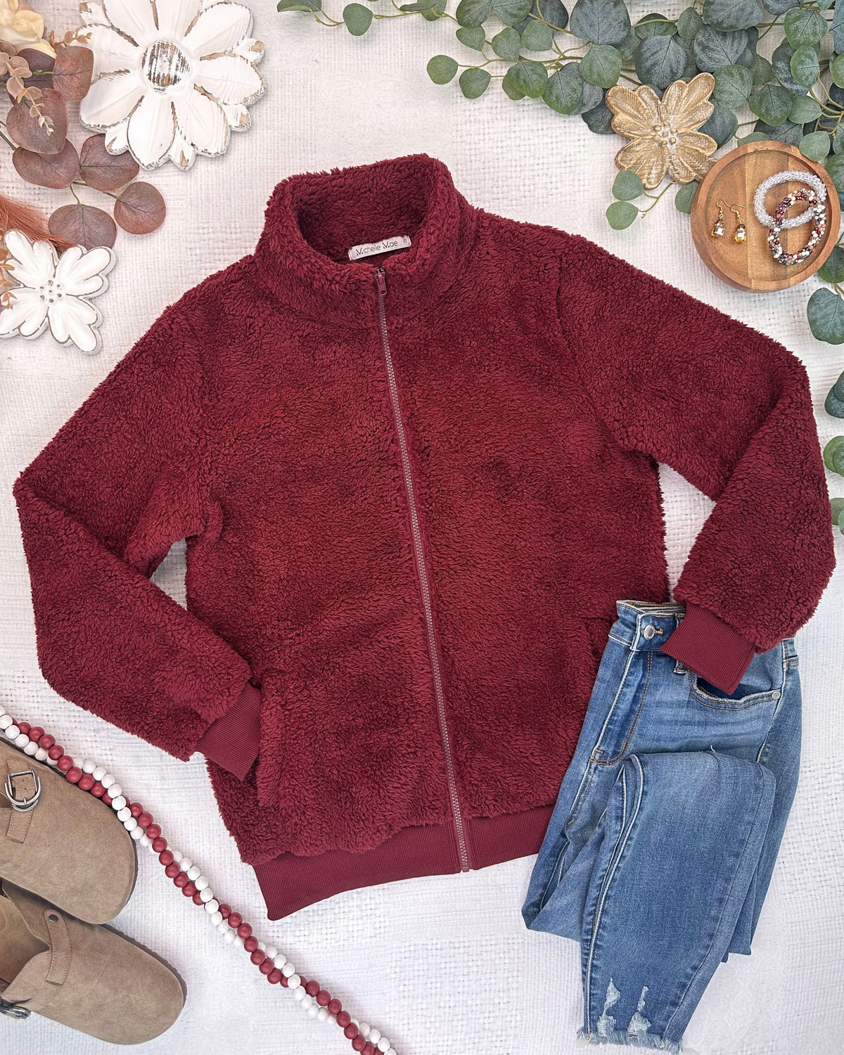 Michelle Mae Skylar Sherpa Fullzip - Cranberry
