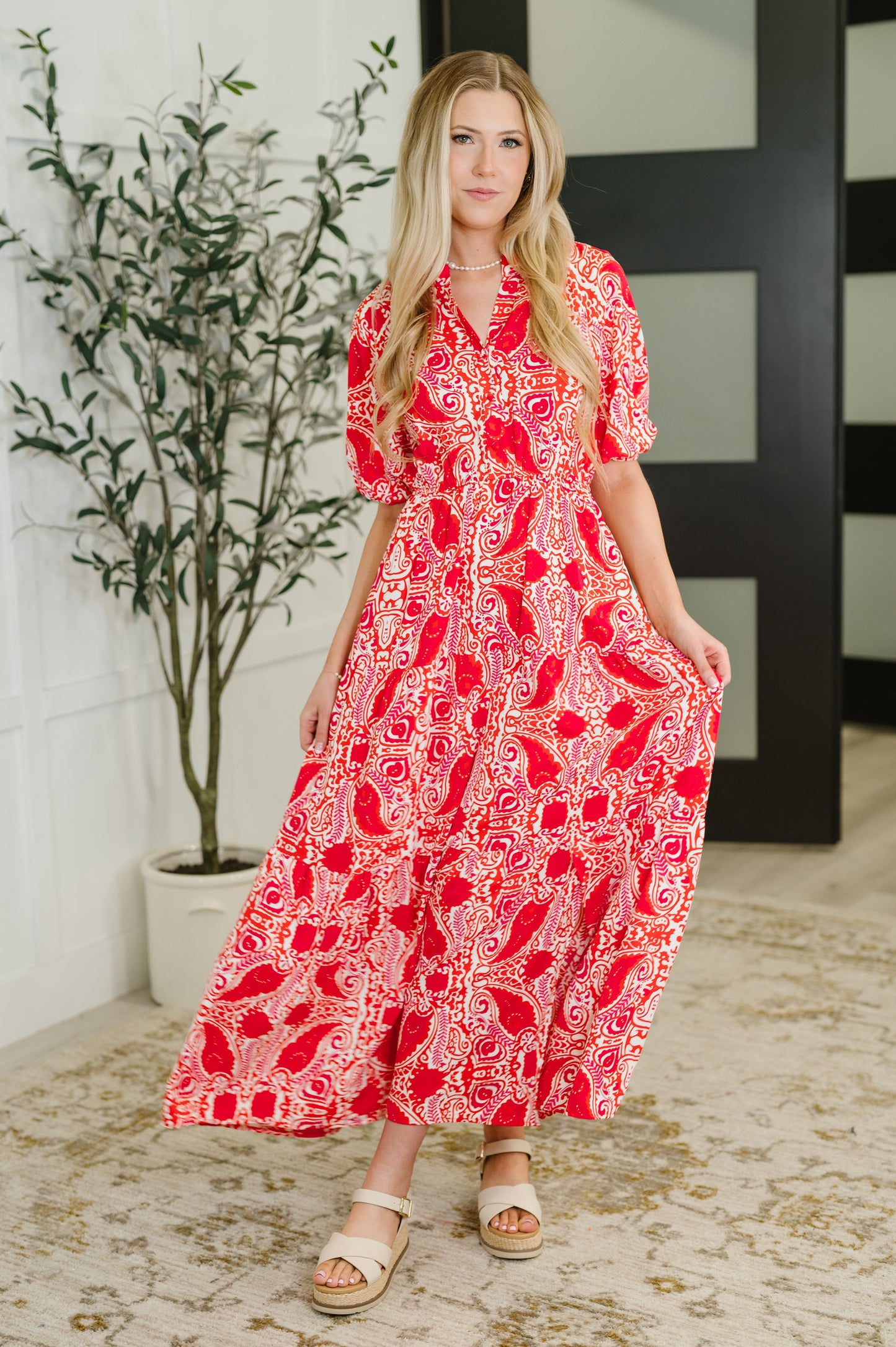 Strolling By Floral Maxi Dress in Pink and Red