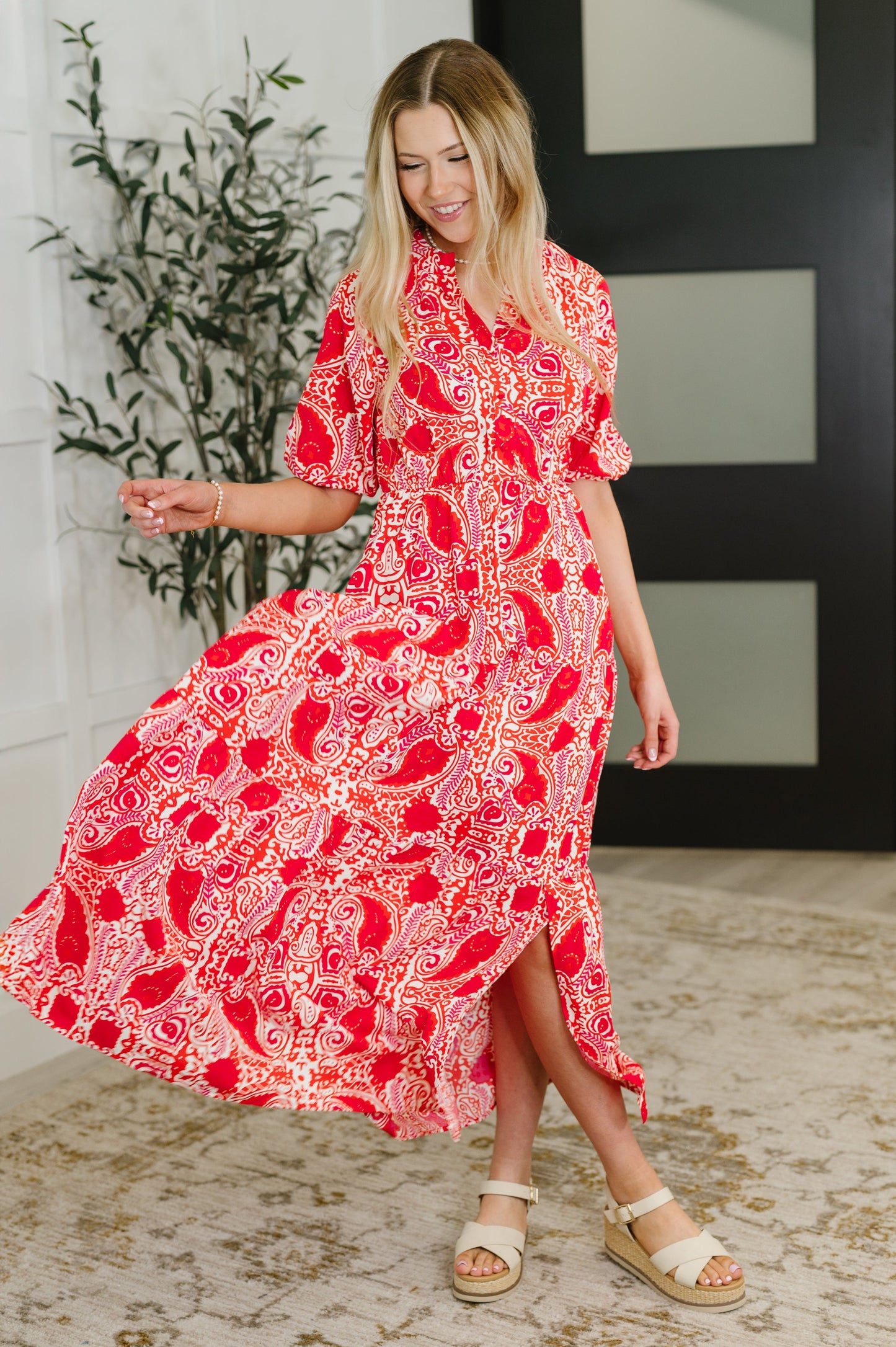 Strolling By Floral Maxi Dress in Pink and Red