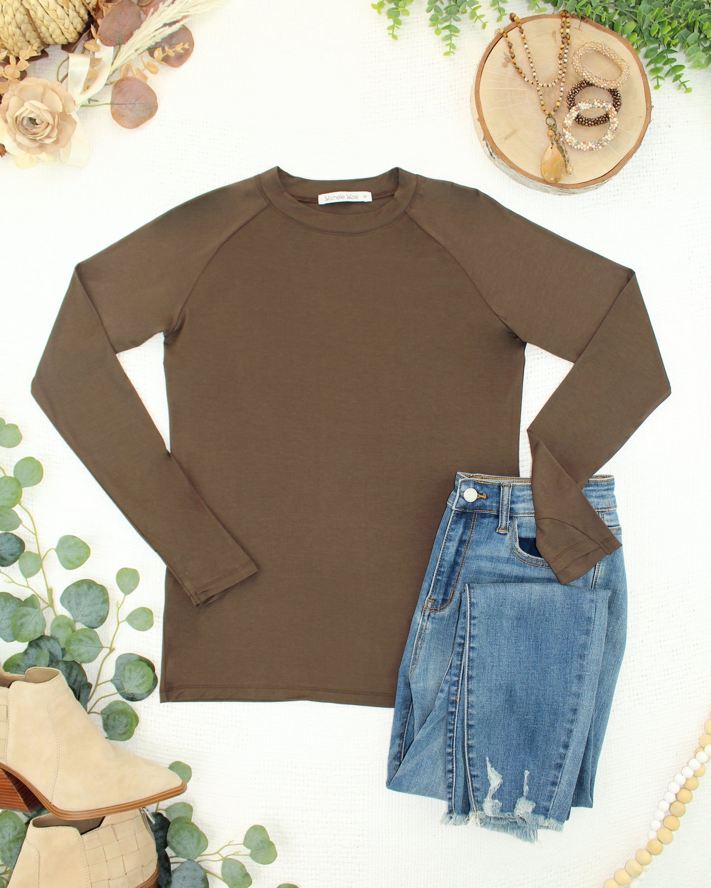 Michelle Mae Blair Long Sleeve Top - Brown