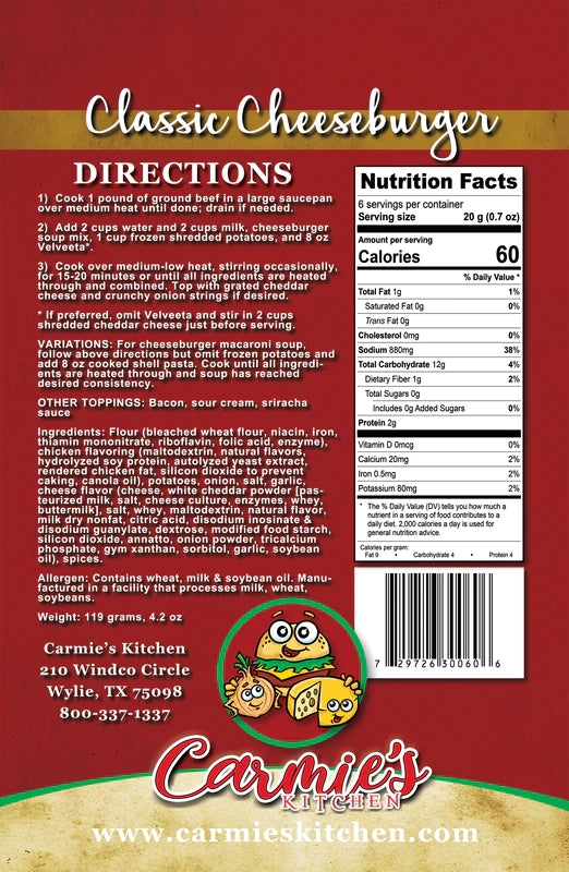 Carmie's Soup Mix - Classic Cheeseburger