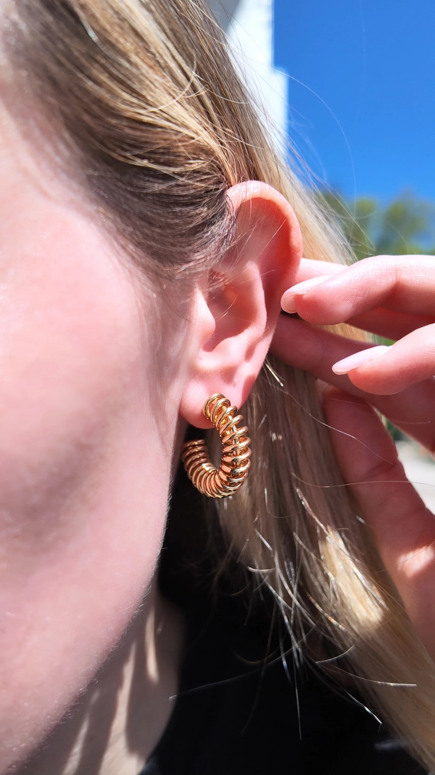 PREORDER Sis Kiss Spiral Hoops in Gold or Silver (Water Resistant)
