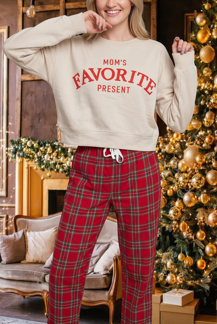 PREORDER Moms Favorite Present Ivory Crop Sweatshirt