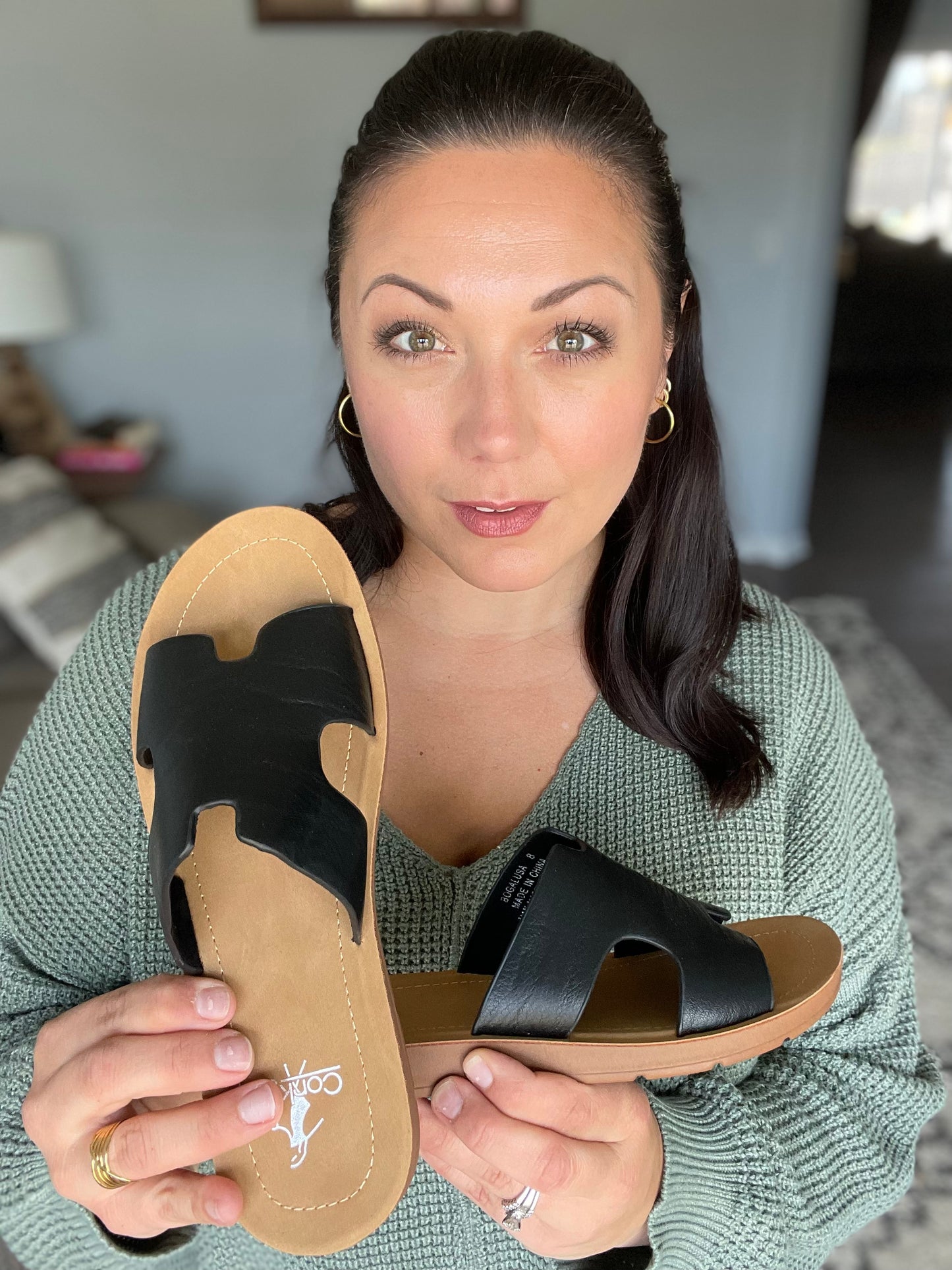 Corky's Bogalusa Sandals in Smooth Black