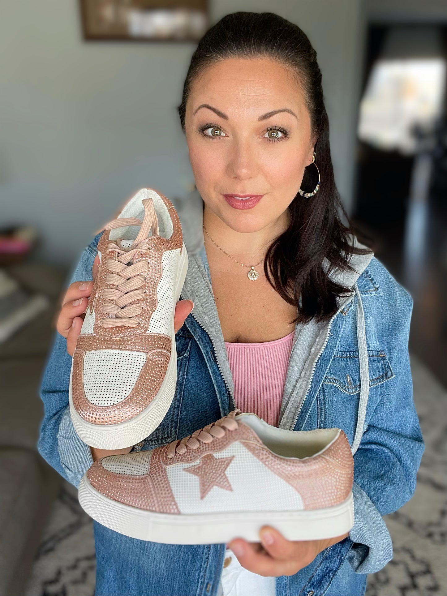 Corky's Legendary Blush Rhinestone Pave Star Sneakers