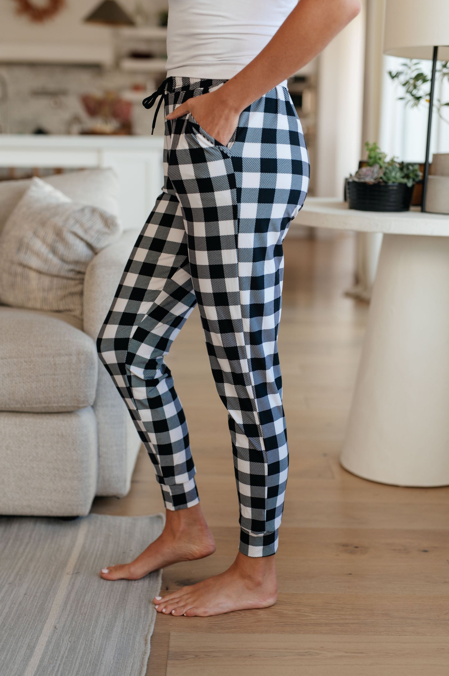 Your New Favorite Joggers in Black and White Buffalo Check
