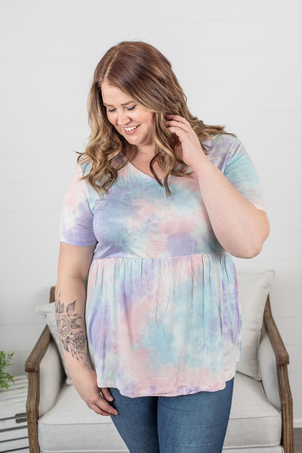 IN STOCK Sarah Ruffle Top - Pastel Mix FINAL SALE