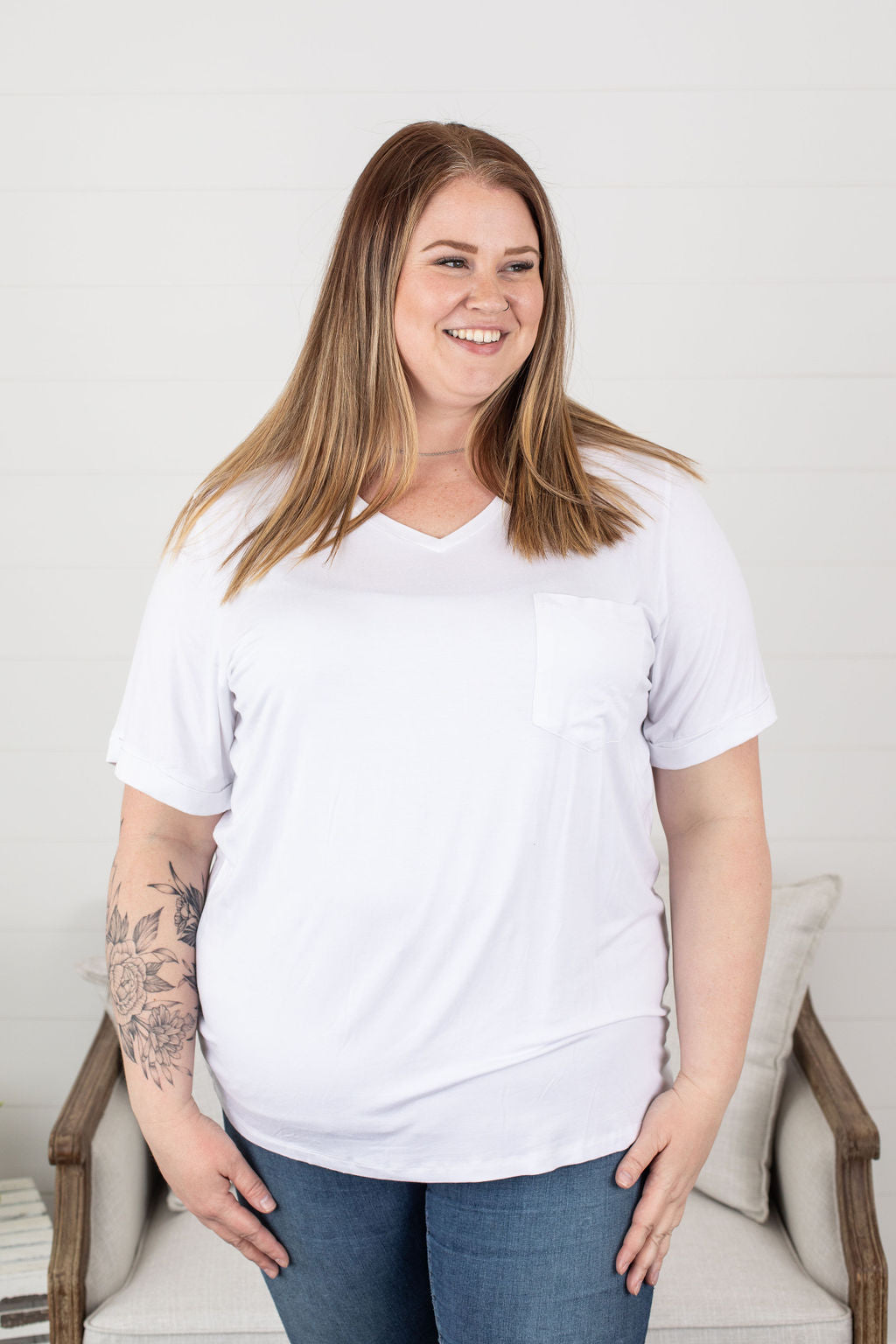 IN STOCK Sophie Pocket Tee - White