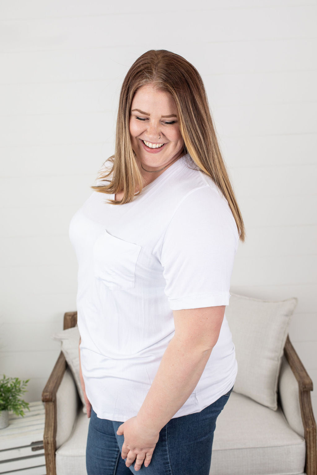 IN STOCK Sophie Pocket Tee - White