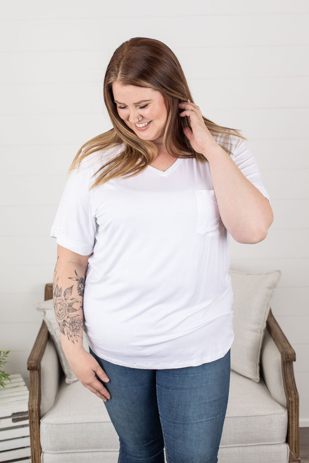 IN STOCK Sophie Pocket Tee - White