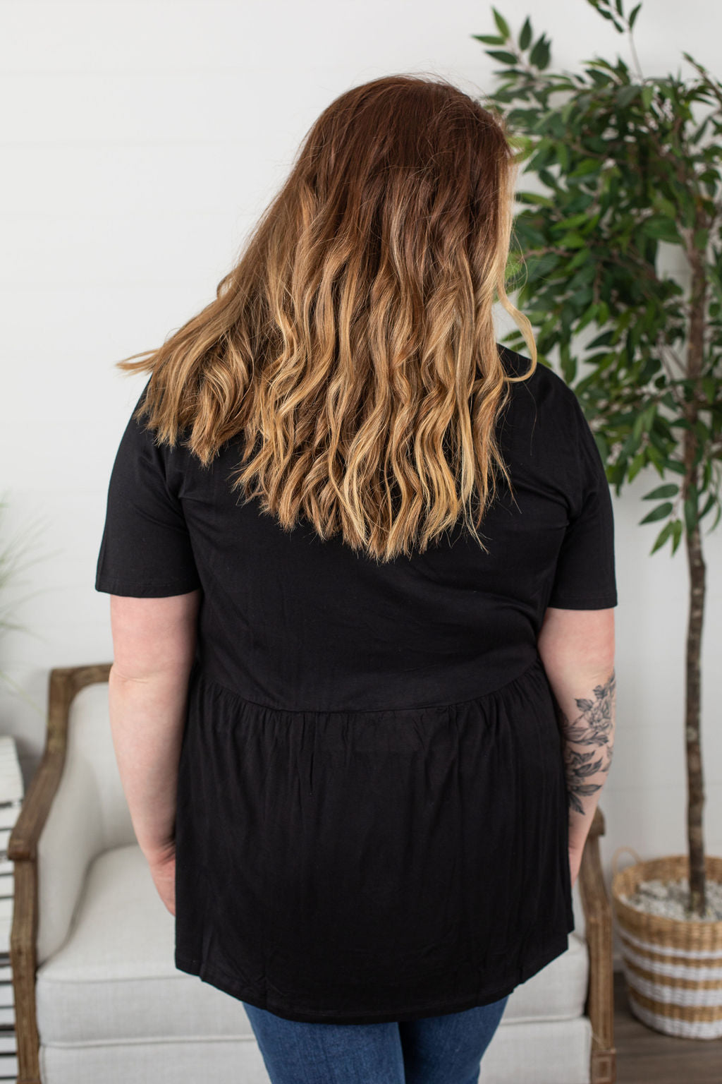 Michelle Mae Sarah Ruffle Top - Black