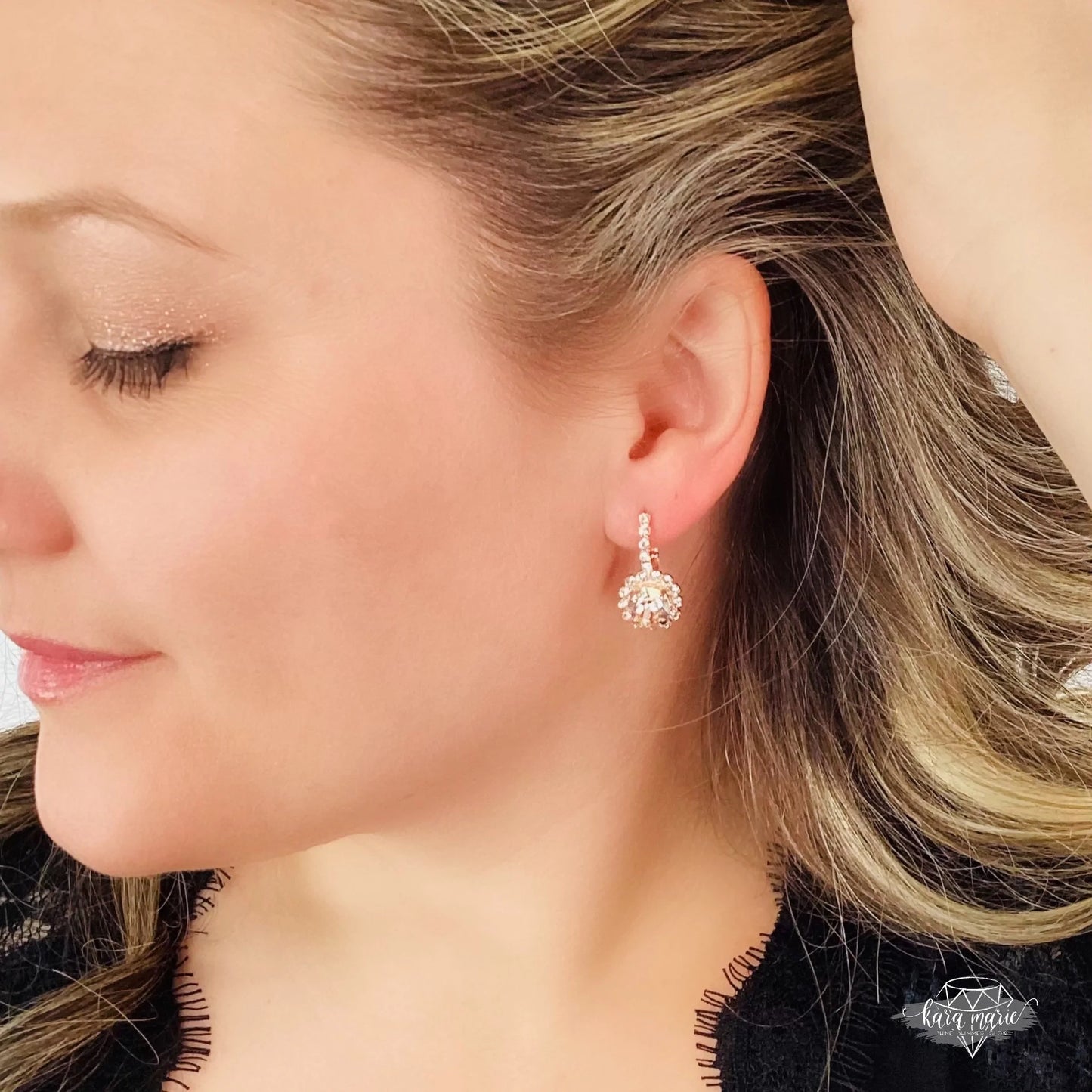 KaraMarie Daisy Drop Earring in Silk x Rose Gold Metal