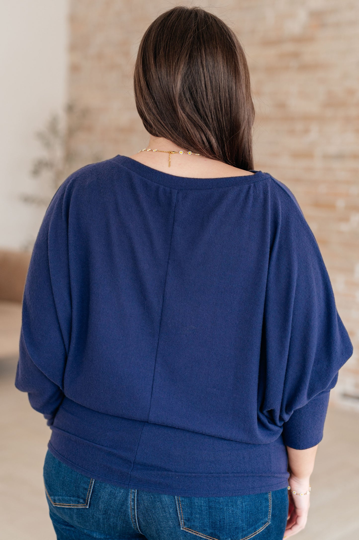 Casually Comfy Batwing Top in Navy